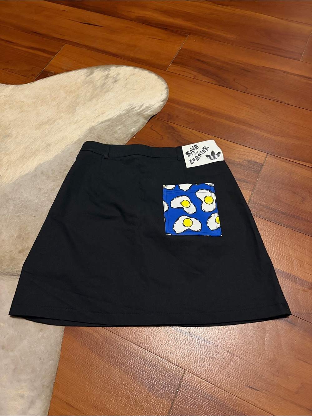 adidas Being Green with Philip Colbert Black Mini Skirt with Blue & White Sz XS
